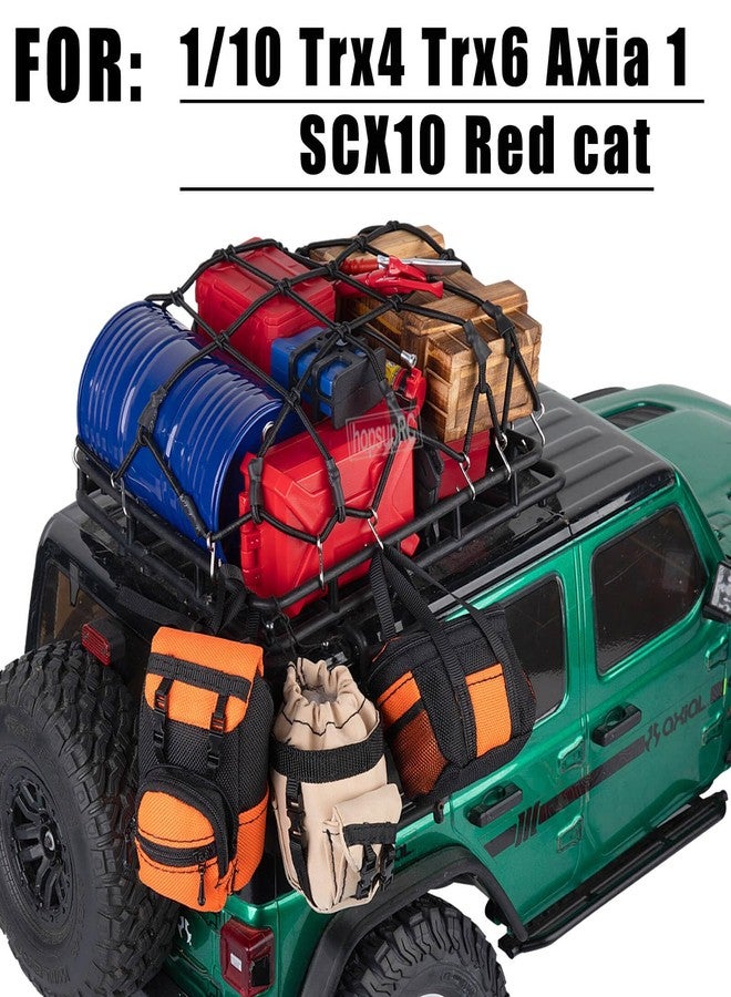 hopsupRC مجموعة تزيين سيارات الزحف hopsupRC لسيارات TRX4 وTRX6 وAxia 1 وSCX10 وRed Cat بمقياس 1/10، تتضمن شبكة أمتعة صغيرة/حزمة محاكاة، أمتعة، صندوق خشبي، مجرفة، خزانات وقود، لوح إنقاذ، صندوق أدوات، هوائيات، مطفأة حريق، لون أزرق - Image 2